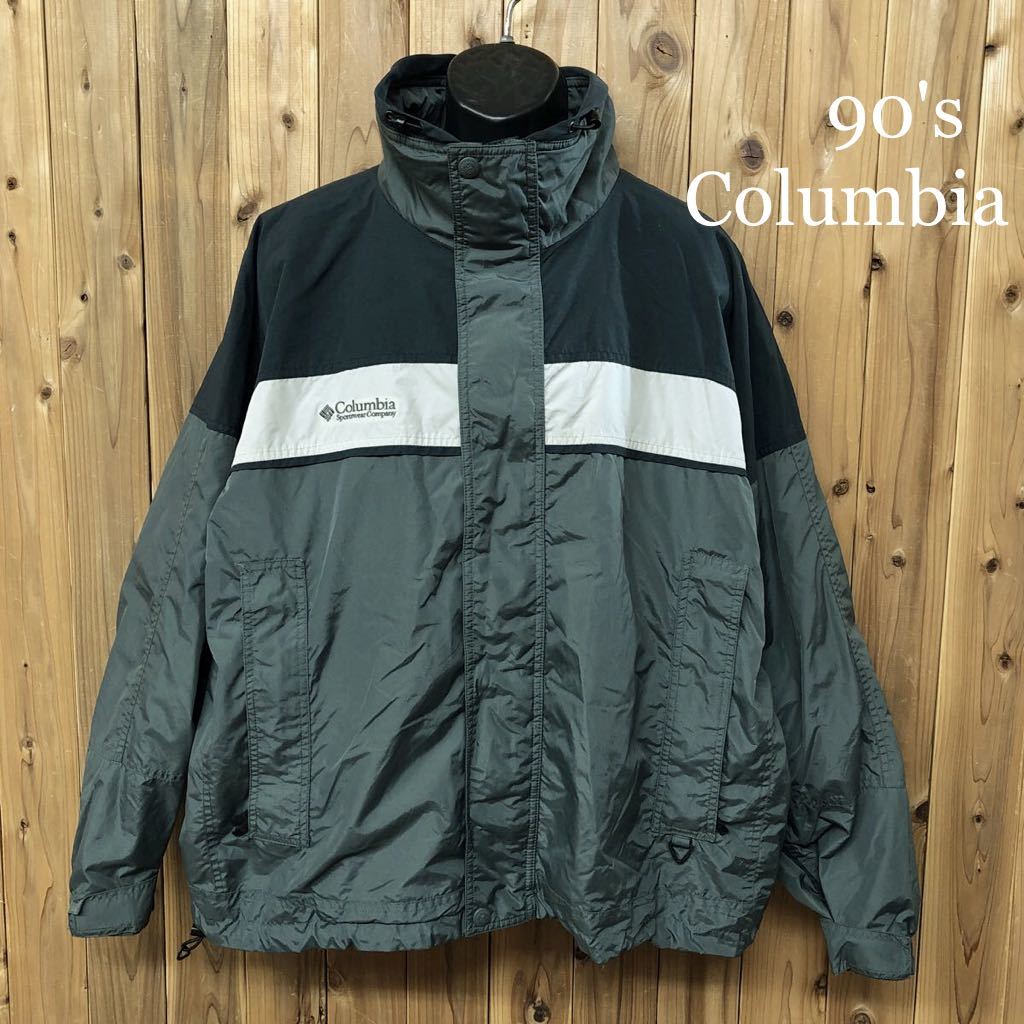 90's Columbia /コロンビア メンズXL ナイロンジャケット マウンテンジャケット ハイネック ロゴ刺繍 アウトドア スポーツ USA古着
