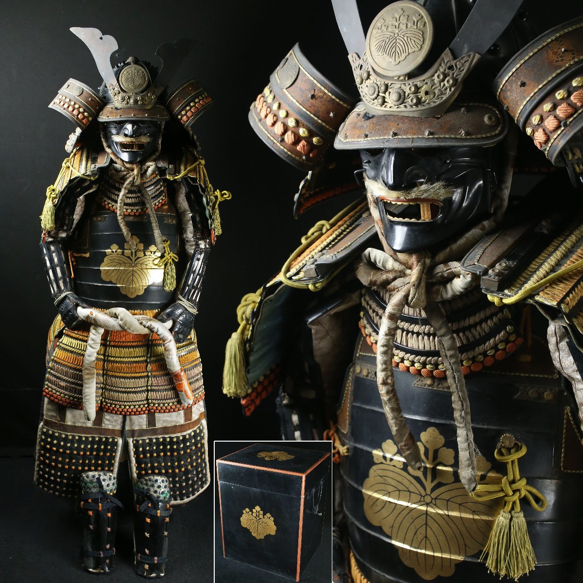 昊】豊臣家伝来 五三の桐家紋 八間大星筋兜 武具鉄地甲冑鎧 二枚胴 鎧