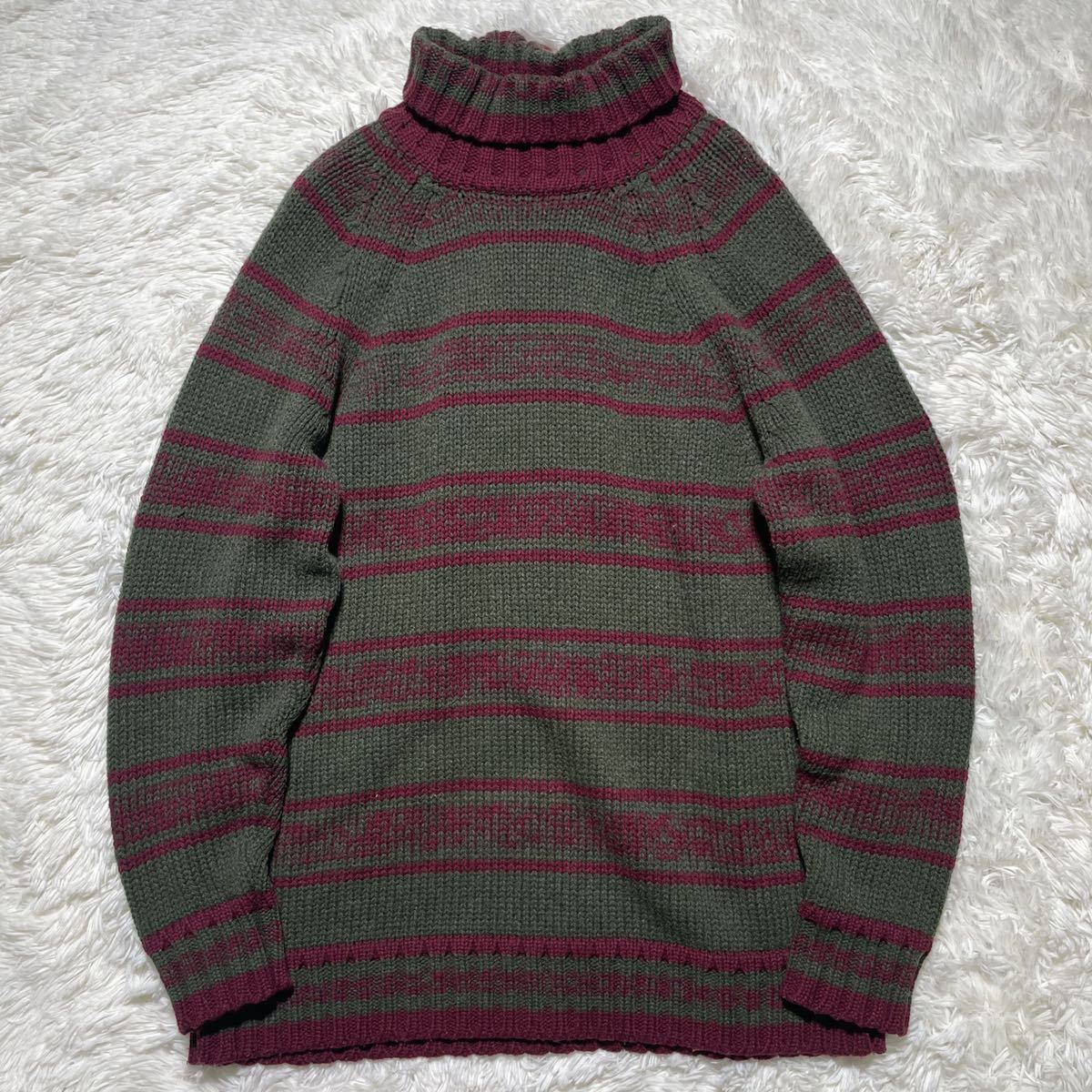 希少 Y’s for men ワイズフォーメン ヨウジヤマモト 90s ハイネック ボーダー柄 カスレ柄 ニット セーター ヴィンテージ