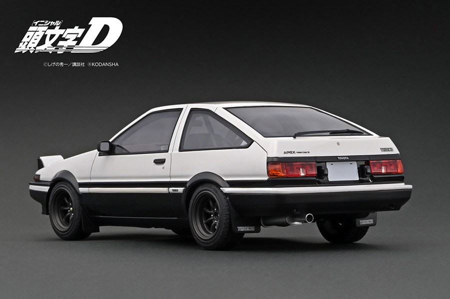 イグニッションモデル 1/18 イニシャル D トヨタ スプリンター トレノ 3ドア GT Apex (AE86) ホワイト/ブラック 頭文字D 藤原拓海_画像4