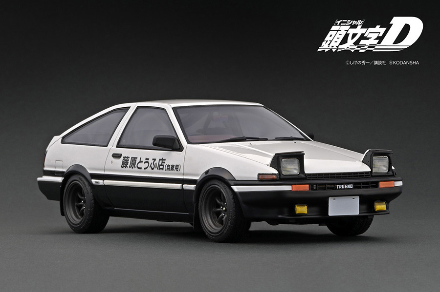 イグニッションモデル 1/18 イニシャル D トヨタ スプリンター トレノ 3ドア GT Apex (AE86) ホワイト/ブラック 頭文字D 藤原拓海_画像3