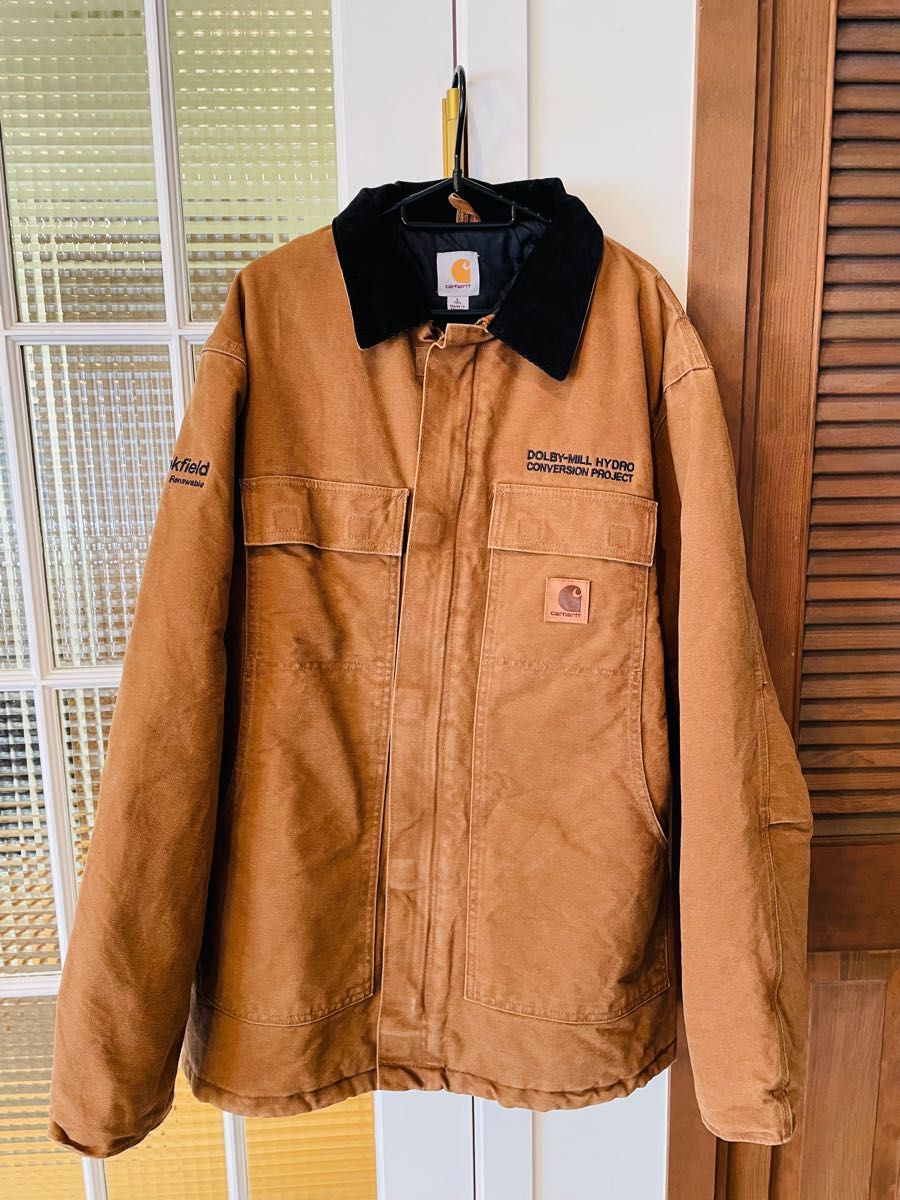 カーキ×インディゴ carhartt purple カーハートダッグフーディ - 通販