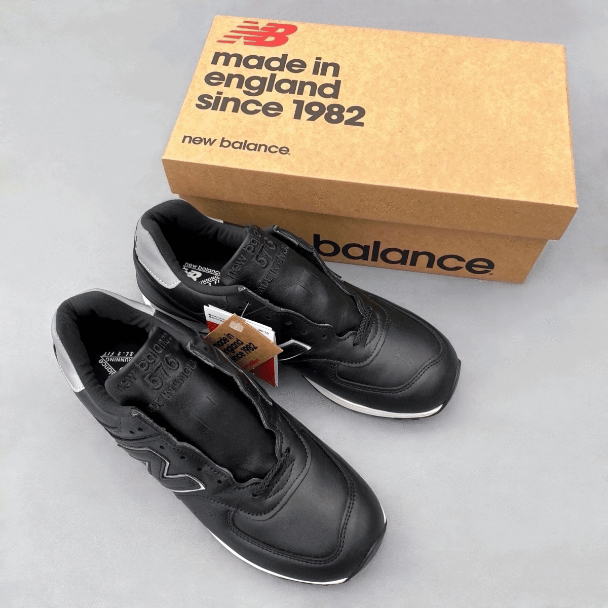 国内正規品 オールレザー UK製 NEW BALANCE M576KKL BLACK×GRAY US9D