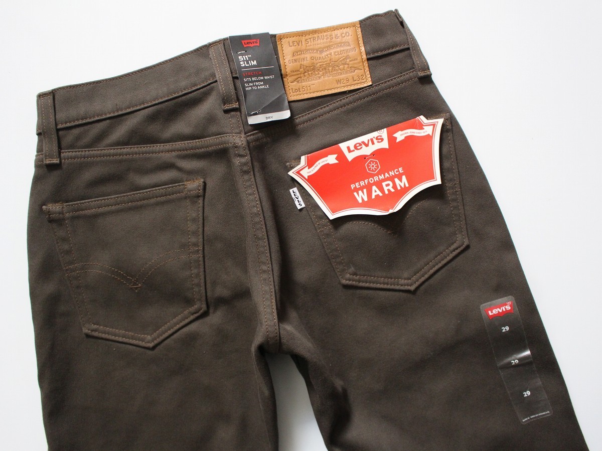 未使用 秋冬物【 Levi's リーバイス 】保温性 WARM Big'E 511 SLIM 微起毛裏地 スリム ストレッチ スリム パンツ 29 045113030 定価\9,900_画像7