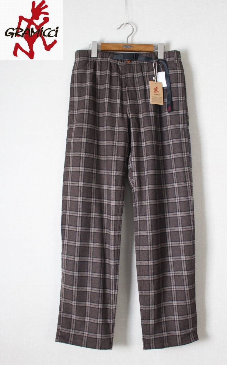 未使用【 GRAMICCI グラミチ 】チェック WOOL BLEND GRAMICCI PANTS ウールブレンド グラミチパンツ L GMP-20F033 定価\12,980 冬物 茶