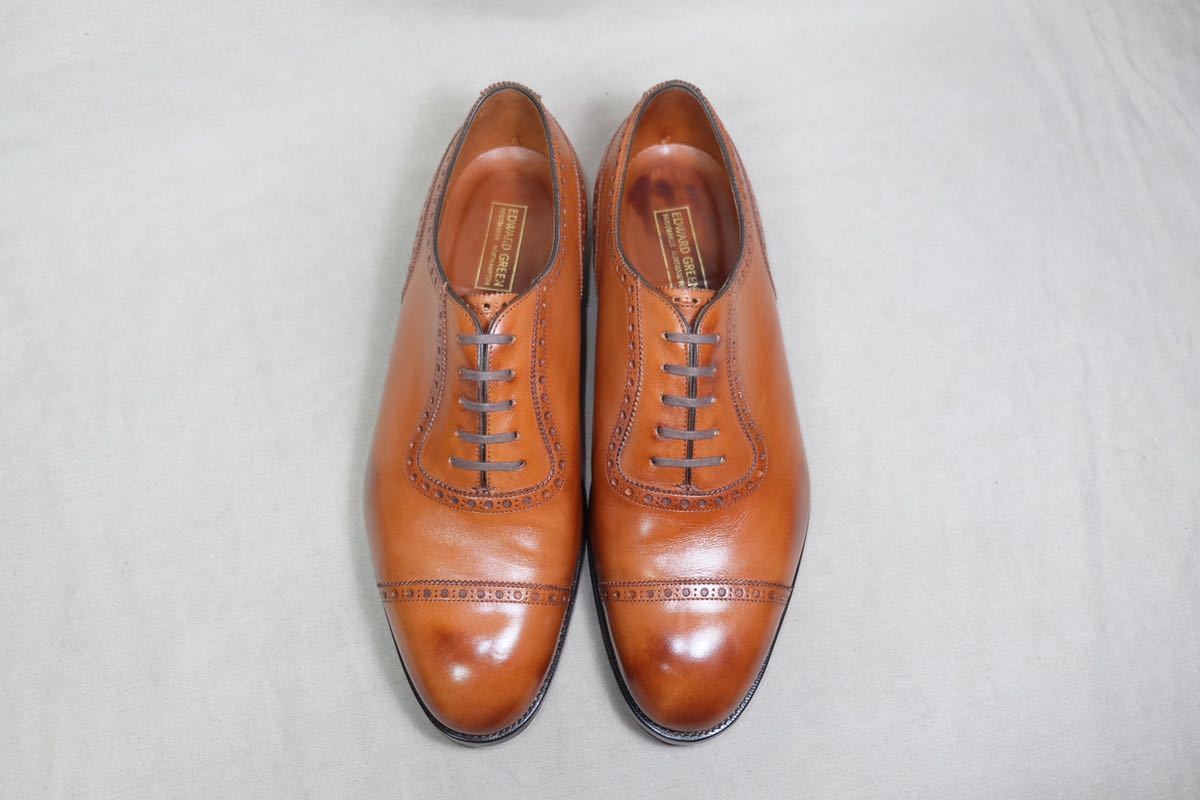 着用少Old EDWARD GREEN エドワードグリーン 旧ロゴ 最上級カーフレザー オックスフォードシューズ UK9.5 イギリス製手製革靴ヴィンテージ_画像5