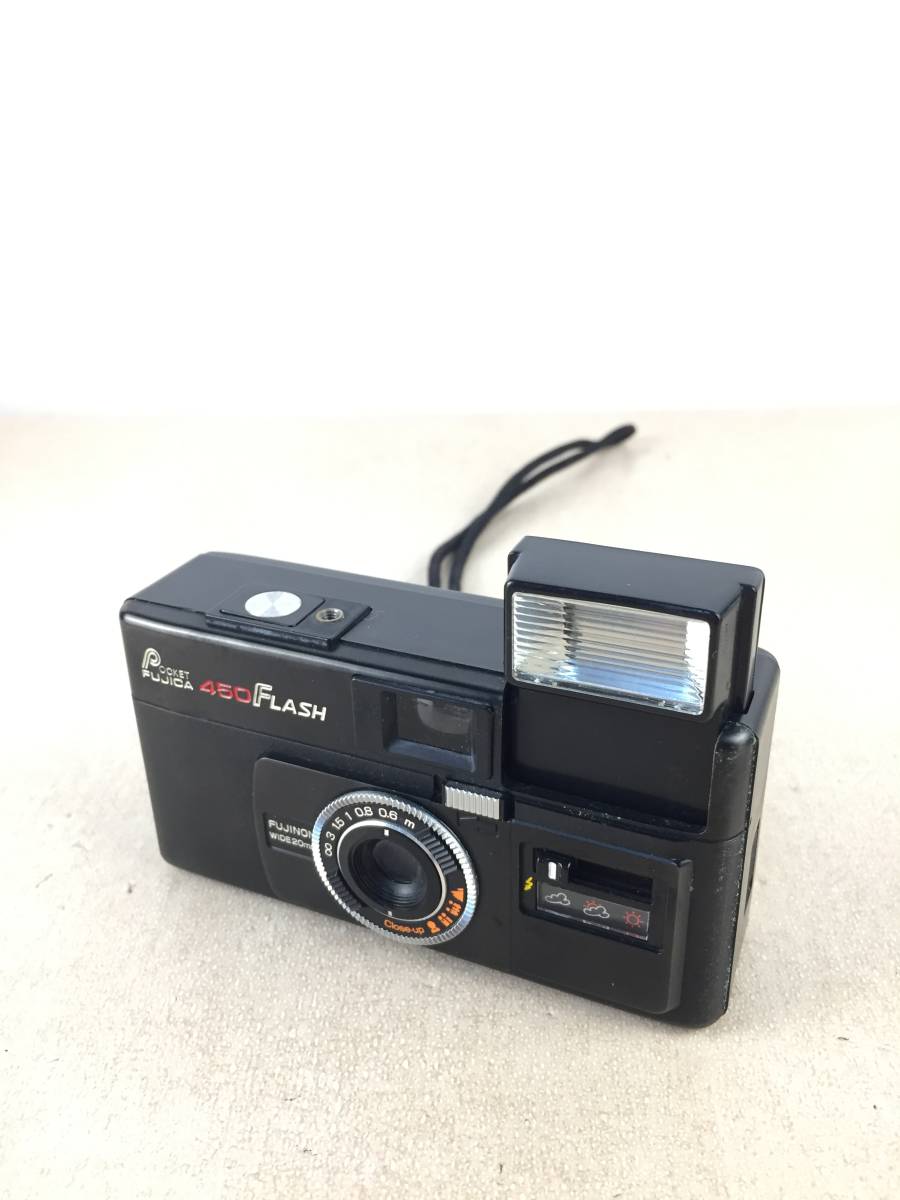 A4894☆FUJICA フジカ フィルムカメラ カメラ 450FLASH Pocket ヴィンテージ 昭和レトロ ケース付属【未確認】_画像2
