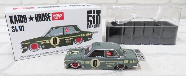 2A5143/未使用品 KAIDO HOUSE MINI GT 1/64 MINIGT Datsun 510 Pro Street OG Green S1/01 街道ハウス ミニカー ダットサンの画像2