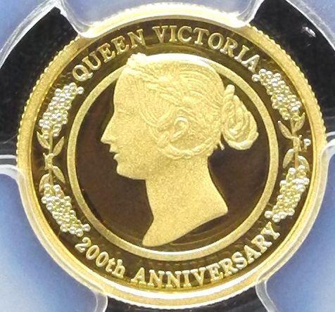 【ヴィクトリア女王生誕200周年記念】 2019年 オーストラリア PCGS PR70 金貨 ディープカメオ ファーストストライク 25ドル コイン 　_画像1