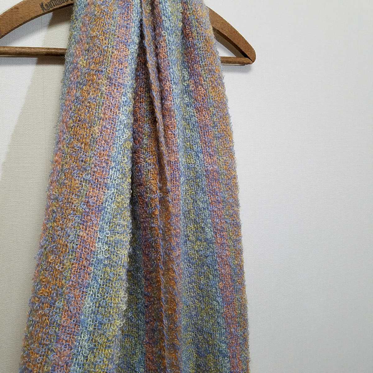 { beautiful color scheme /mo hair 100% /bi group }60s 70s Scotland made Andrew Stewartmo hair stole moheya muffler Vintage 