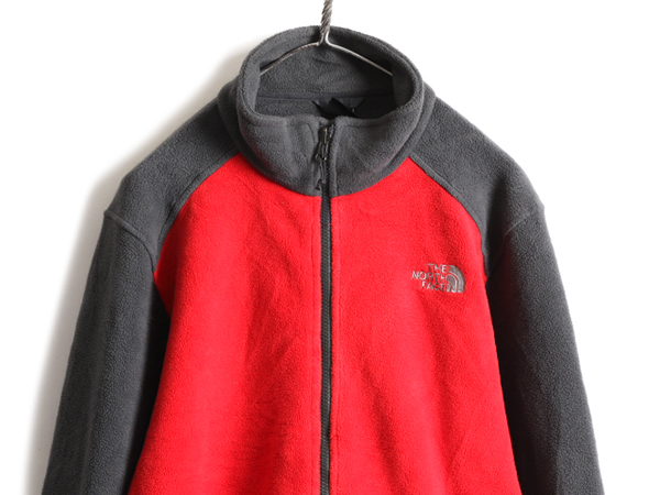 US企画 ■ ノースフェイス FLASHDRY フリース ジャケット メンズ M / 古着 The North Face ジャンパー ブルゾン アウトドア 2トーン 赤 灰_画像2