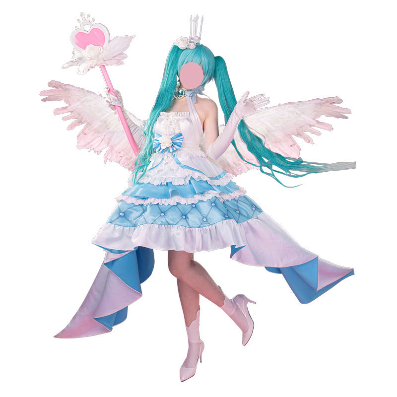 初音ミク　Sweet Angel　13周年　miku　誕生日礼服　コスプレ衣装風(翼 武器 ウィッグ 靴別売り)