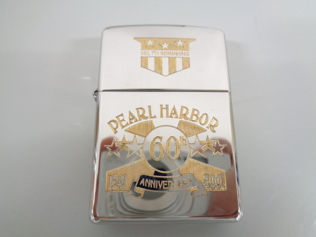 新品 未使用 2000年製 ZIPPO ジッポ PEARL HARBOR 60th パールハーバー 真珠湾 60周年 シルバー オイル ライター 喫煙 USA_画像2