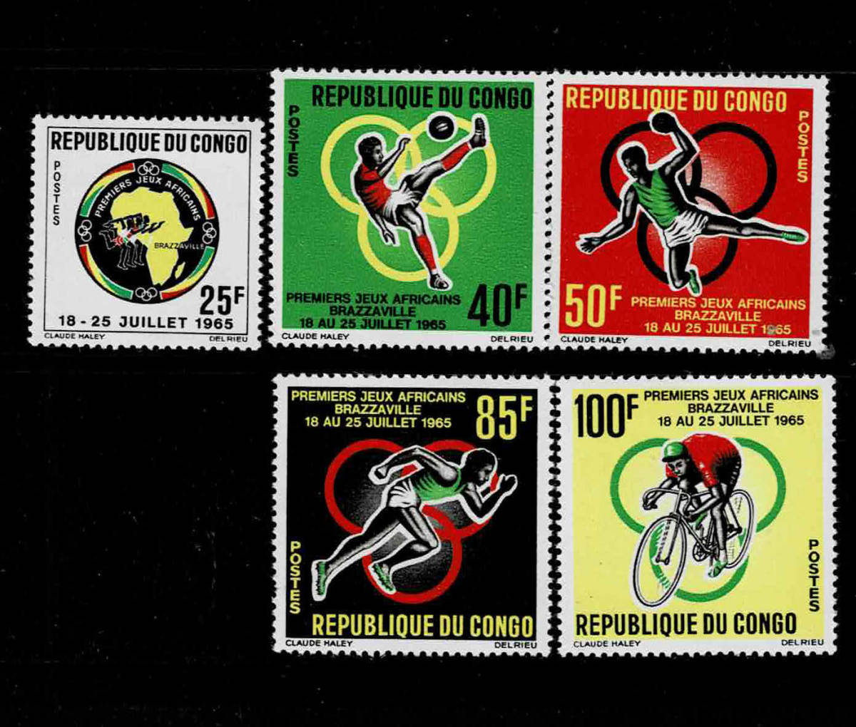 コンゴ 1965年 アフリカスポーツ選手権切手セットの画像1