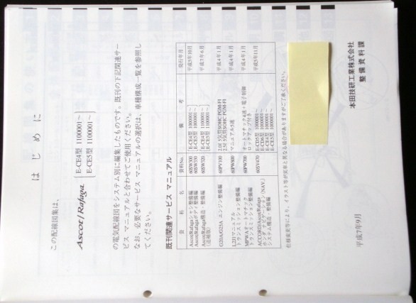  Honda ASCOT/RAFAGA E-CE4.5/1100001- схема проводки сборник 