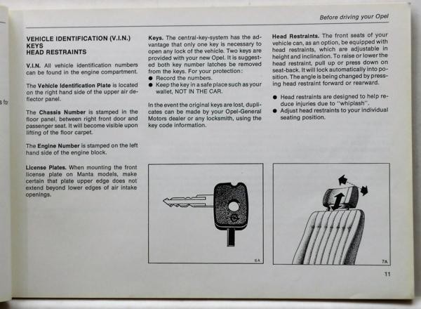 OPEL MANTA 1975 owner's manual English version 