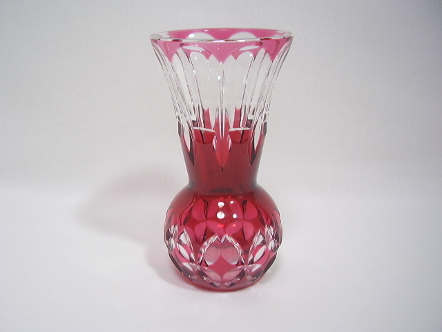 ヴァルサンランベール 切子 赤 花瓶 バルサンランベール (バカラ・サンルイ)_画像1
