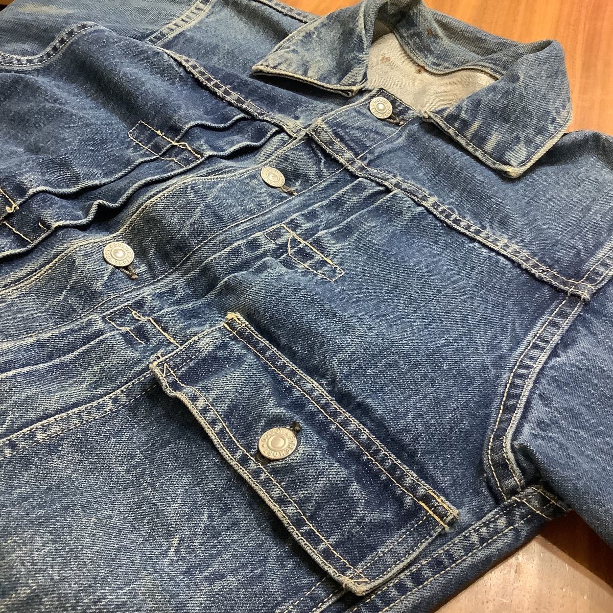 J24.ビンテージJCペニーデニムジャケットファーストモデル古着アメカジUSA製アメリカ製フリー＆イージーvintage Levi''s インディゴ40年代の画像4