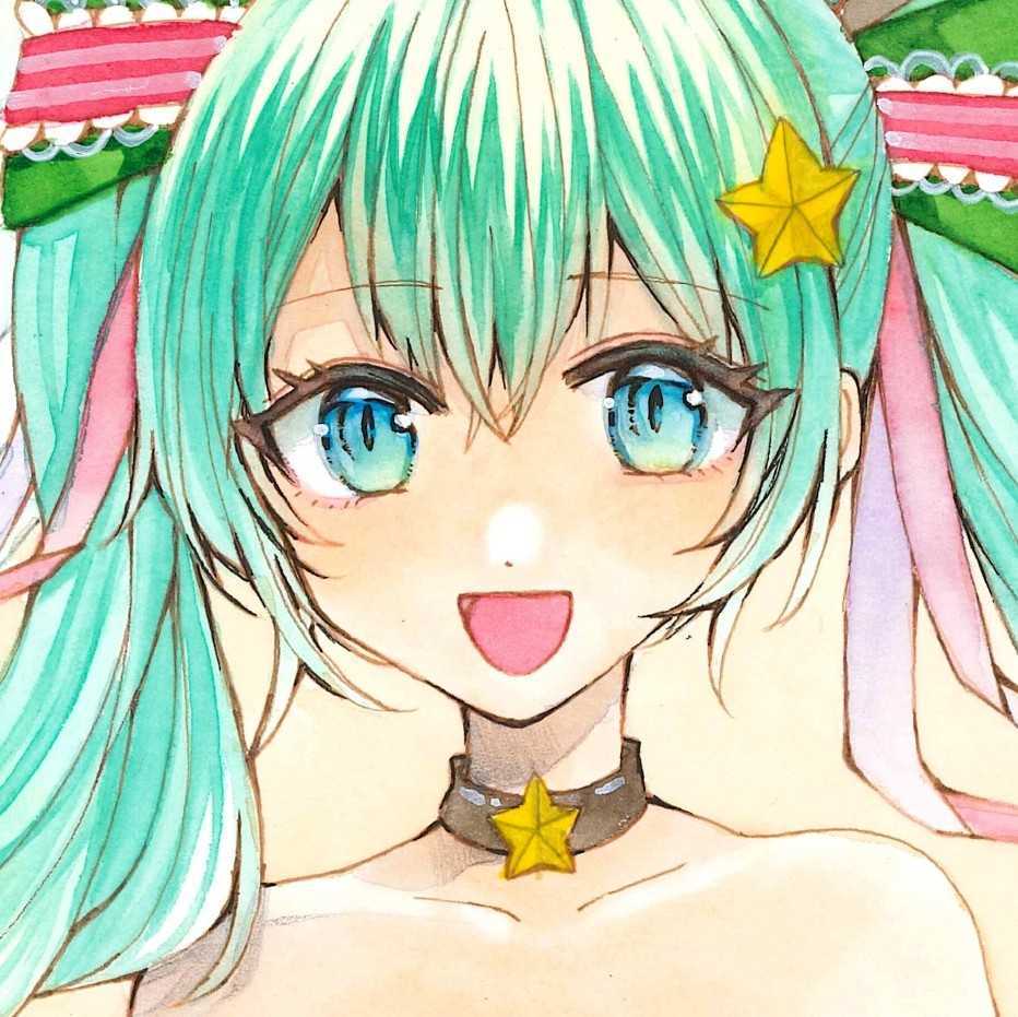 手描きイラスト 同人 初音ミク クリスマス衣装 透明水彩 すしの 手描きイラスト 同人 初音ミク クリスマス衣装 透明水彩 すしの