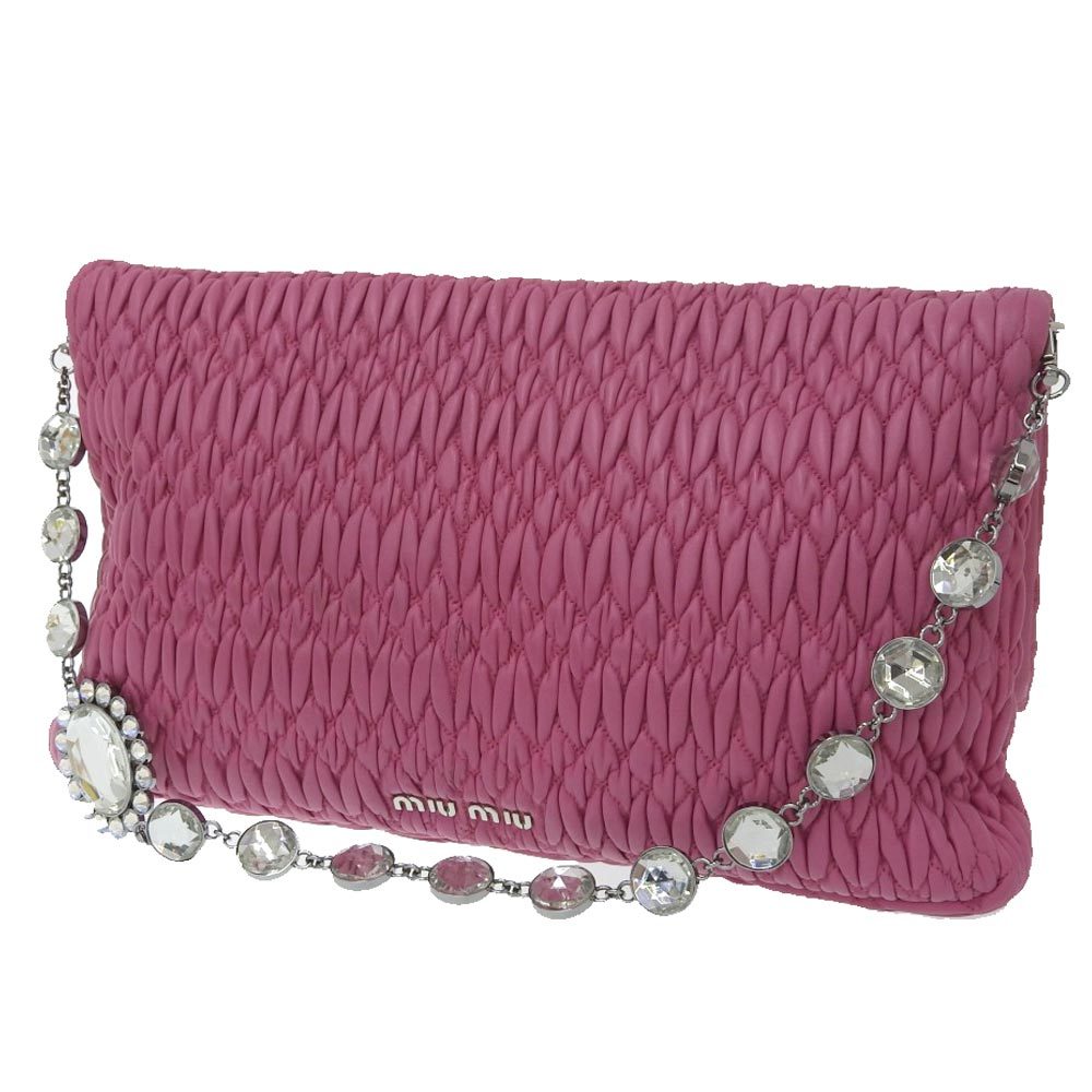 本物保証】 保付 ミュウミュウ MIUMIU マテラッセ ナッパクリスタル
