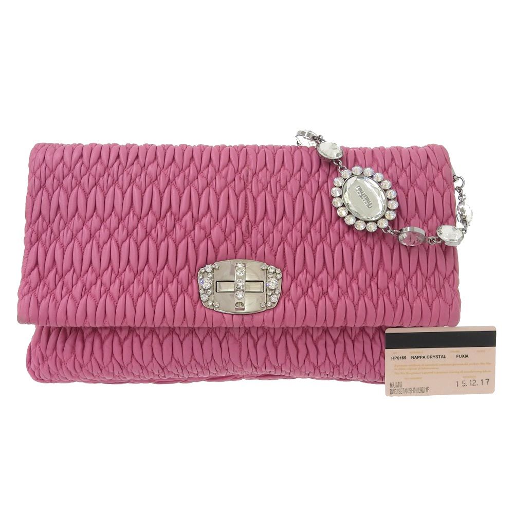 本物保証】 保付 ミュウミュウ MIUMIU マテラッセ ナッパクリスタル