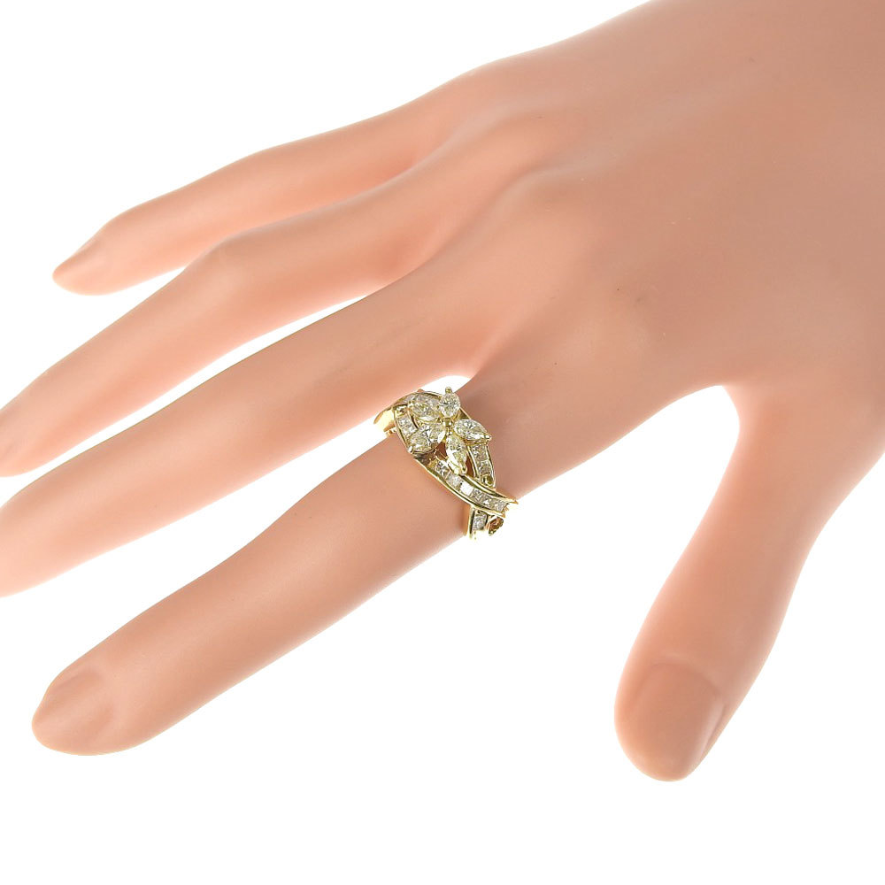 本物保証】 超美品 フラワー リング 指輪 K18 ダイヤモンド 1.20ct