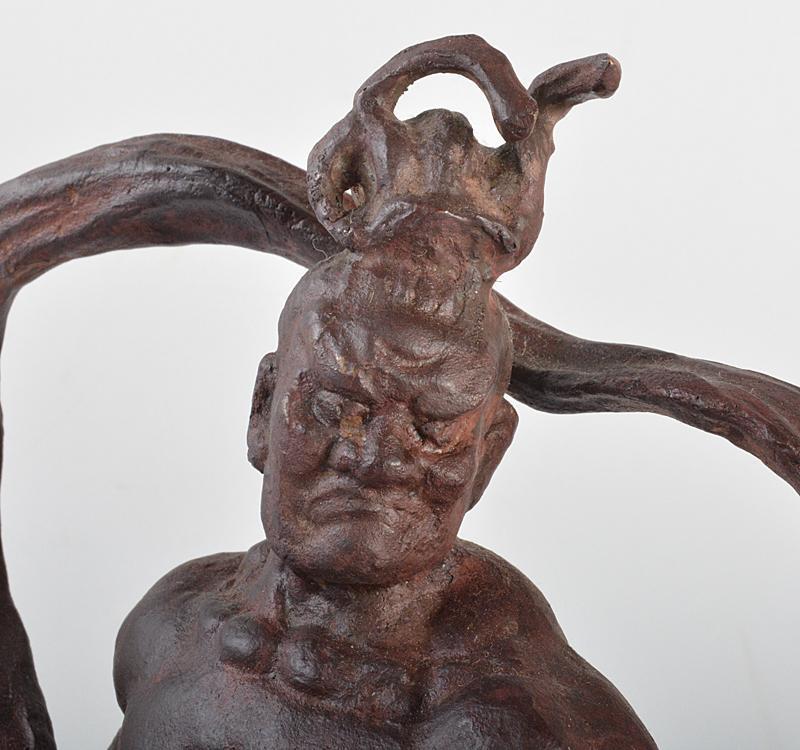 彫刻家 早川亜美作 古銅 金剛力士像 仁王像 一対 共箱 D R4390C - 美術品