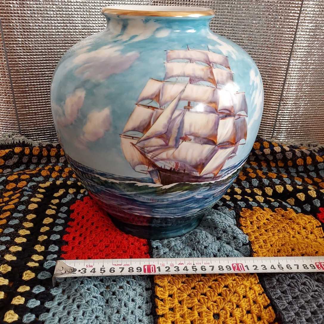 オールドノリタケ マーブル地 湖水風景画 花瓶
