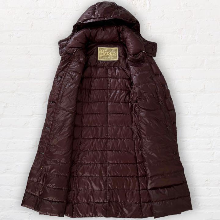 HERNO ヘルノ ロングダウン 希少48 3L ボルドー 洗える ダウンコート