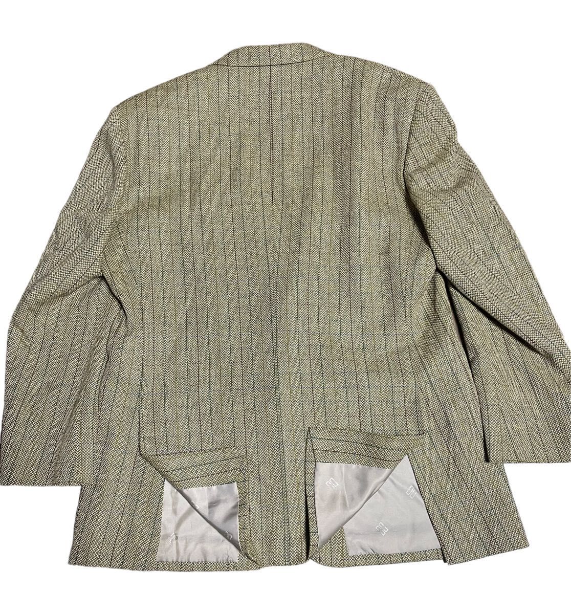 美品】DAKS/ダックス チェック 総柄 ウール テーラードジャケット ロゴ