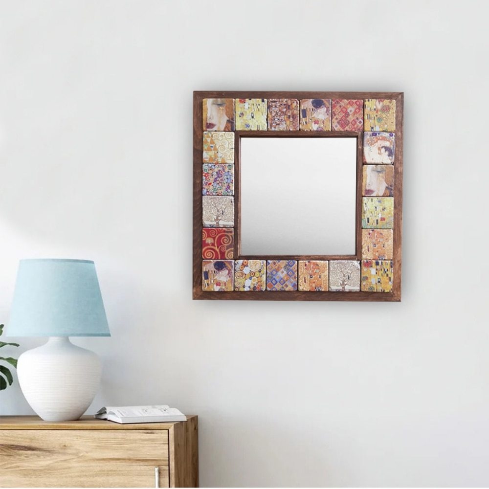 ... natural stone wooden frame mirror 1p natural stone wooden frame mirror art equipment ornament interior tile Vintage ornament 