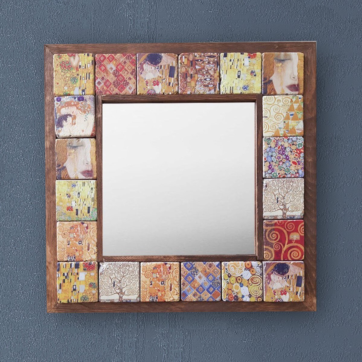 ... natural stone wooden frame mirror 1p natural stone wooden frame mirror art equipment ornament interior tile Vintage ornament 