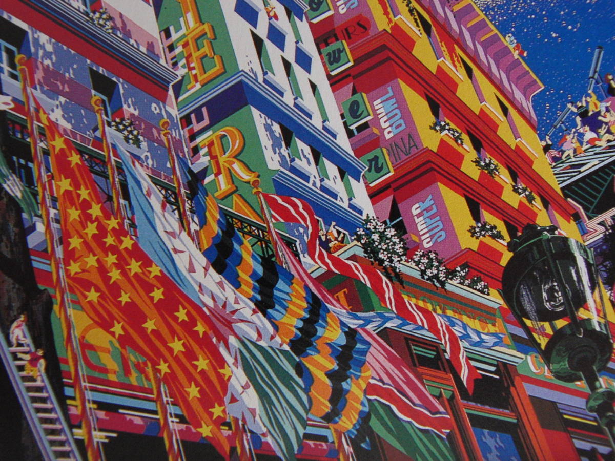 ヨーロッパの街角-F10 油彩 キャンバス 額装 作者不明・希少 - 絵画
