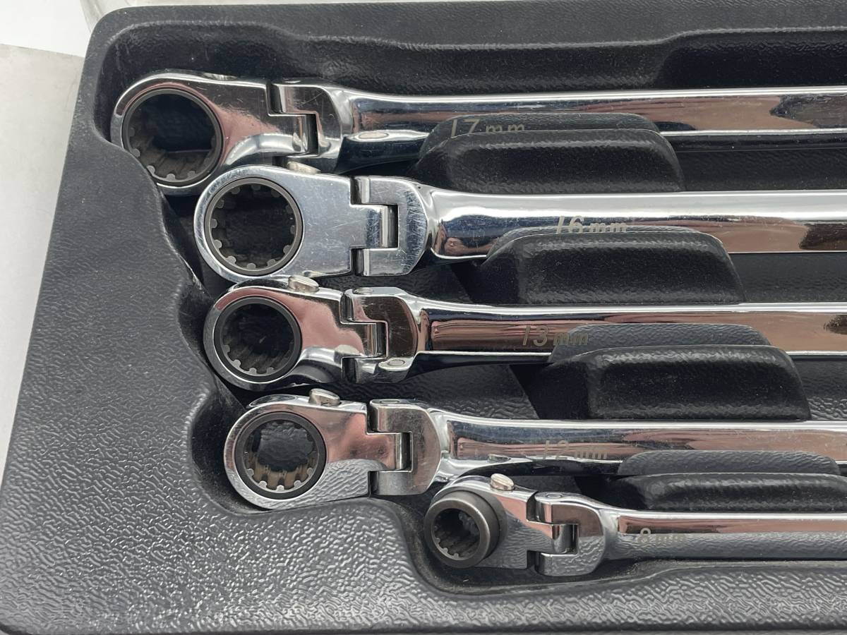 Snap-on スナップオン　Blue-Point ブルーポイント　エキストラロング　フレックスギアレンチセット　5pc　8～19mm　型番BOERMLD705　中古_画像5