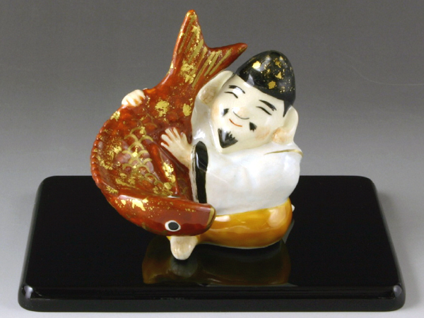 京焼・清水焼　置物　えびす鯛(台付)(えびすたい)　安徳　EAE111　陶器