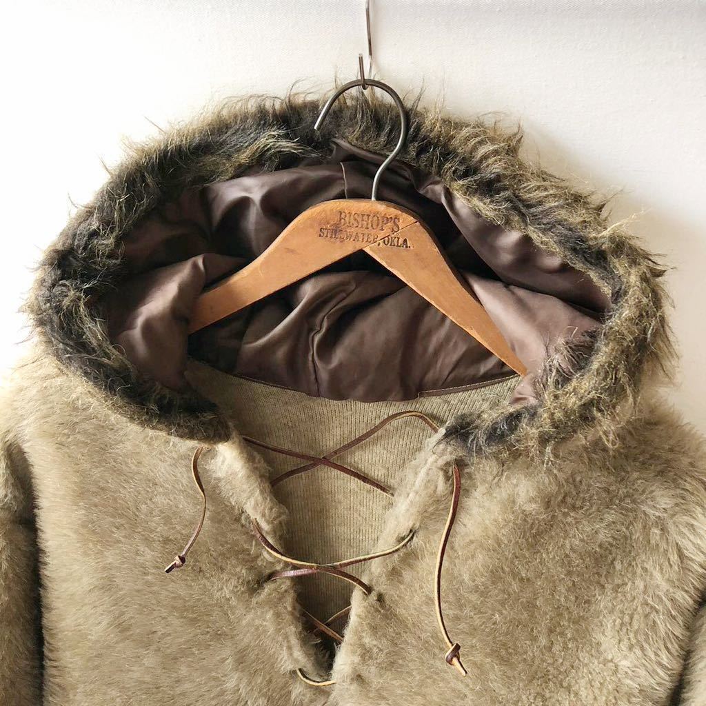 70s race up fake fur f-tiM Vintage 70 period eskimo- jacket eskimo- Parker original Vintage 