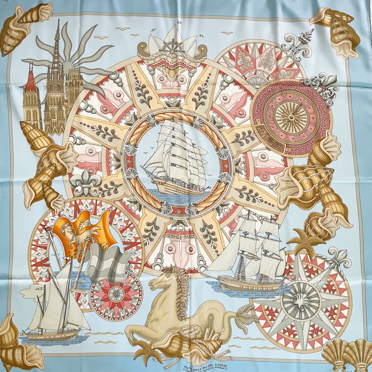 HERMES ROUEN SURMER ルーアン 限定 エルメス カレ スカーフ 大判