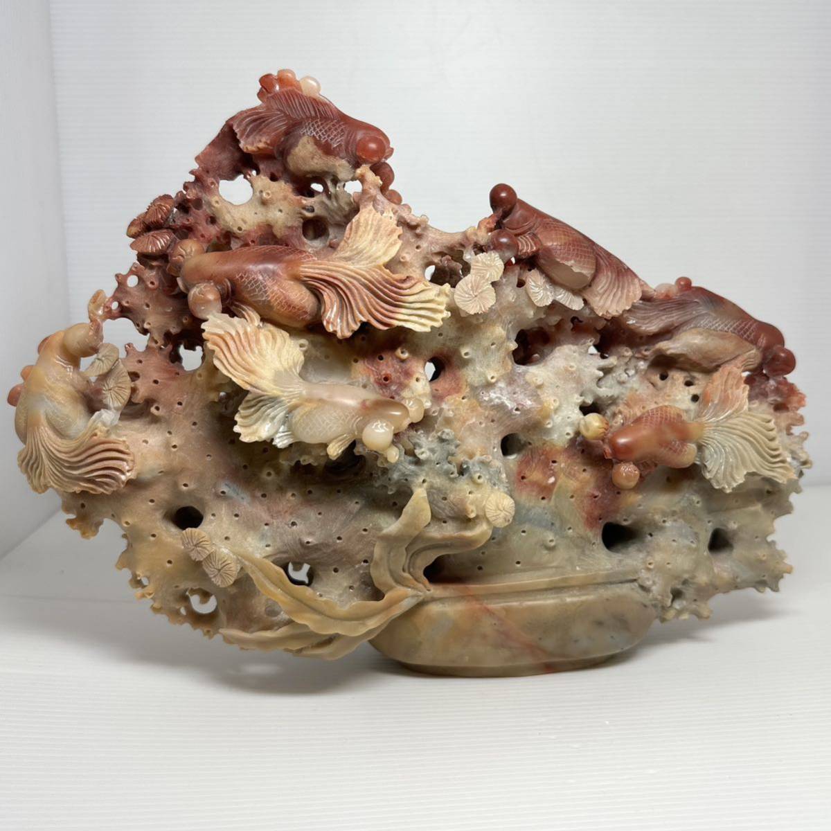中国古玩 中国美術 石彫 金魚 置物 - 通販 - gofukuyasan.com