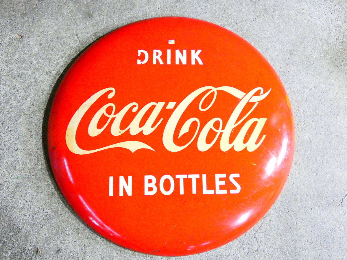 Coca-Cola 大型 ボタンサイン ブリキ看板 コカコーラ ヴィンテージ ...