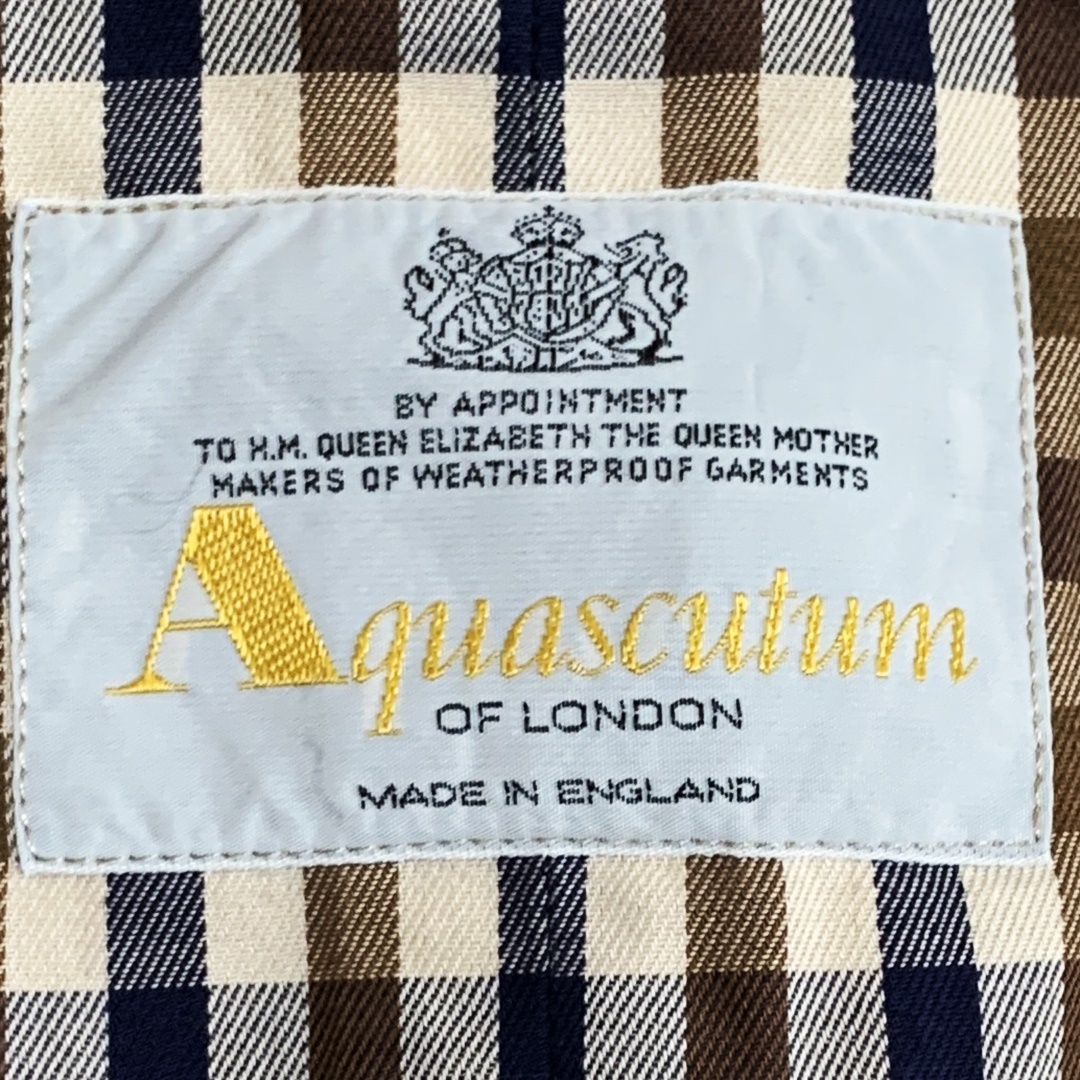 即決★英国製 Aquascutum★サイズM-L位 チェスターコート ステンカラーコート アクアスキュータム メンズ 緑系 カーキ イギリス製 ロング_画像5