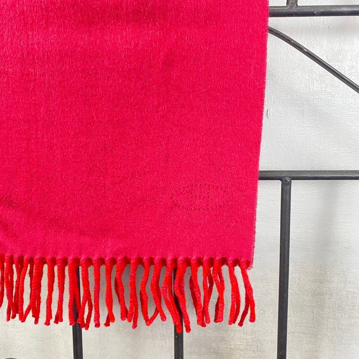 HERMES LOGO CASHMERE100% MUFFLER MADE IN ITALY/エルメスエヴリン