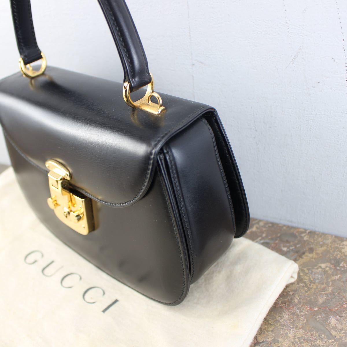 GUCCI LADY LOCK LEATHER 2WAY SHOULDER BAG MADE IN ITALY/グッチ 
