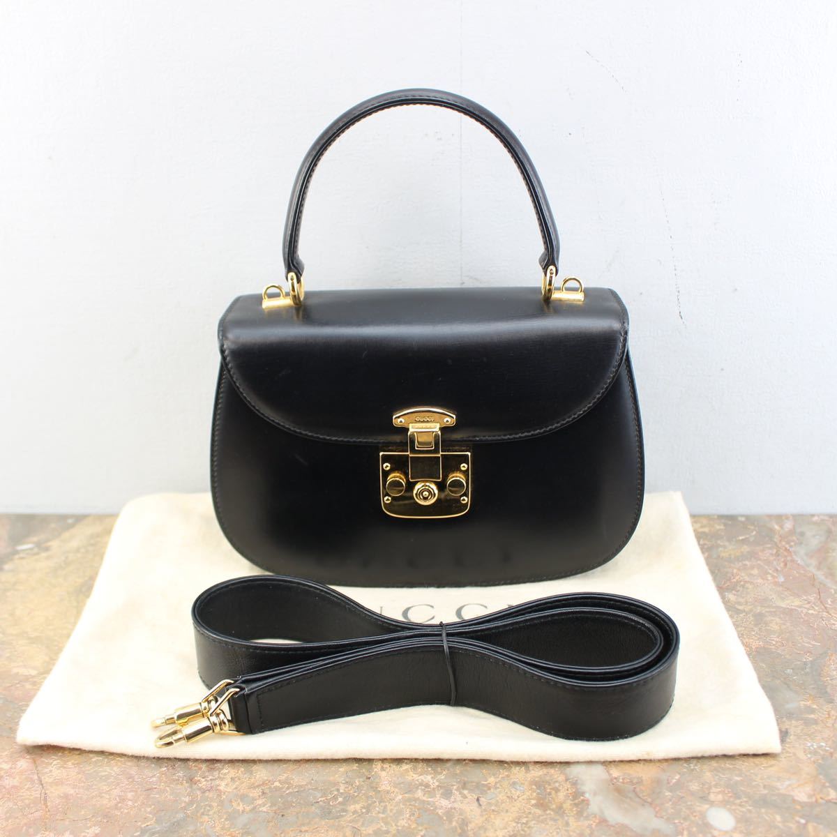 GUCCI LADY LOCK LEATHER 2WAY SHOULDER BAG MADE IN ITALY/グッチ