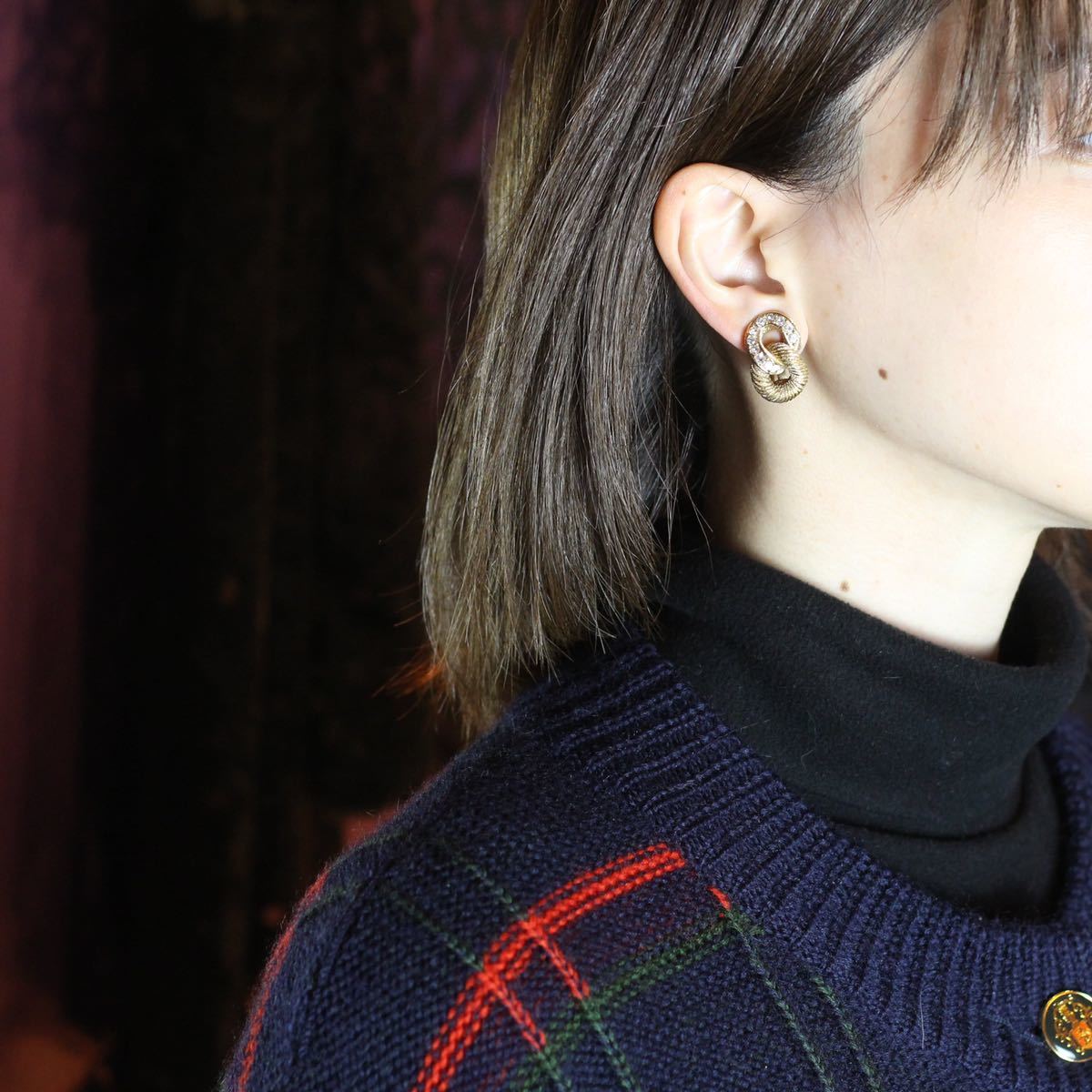 Christian Dior CLEAR STONE RETRO DESIGN EAR CLIPS/クリスチャンディオールクリアストーンレレトロデザインイヤリング