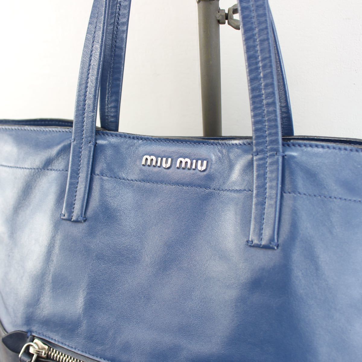 MIU MIU LOGO BICOLOR LEATHER TOTE BAG/ミュウミュウロゴバイカラーレザートートバッグ_画像3