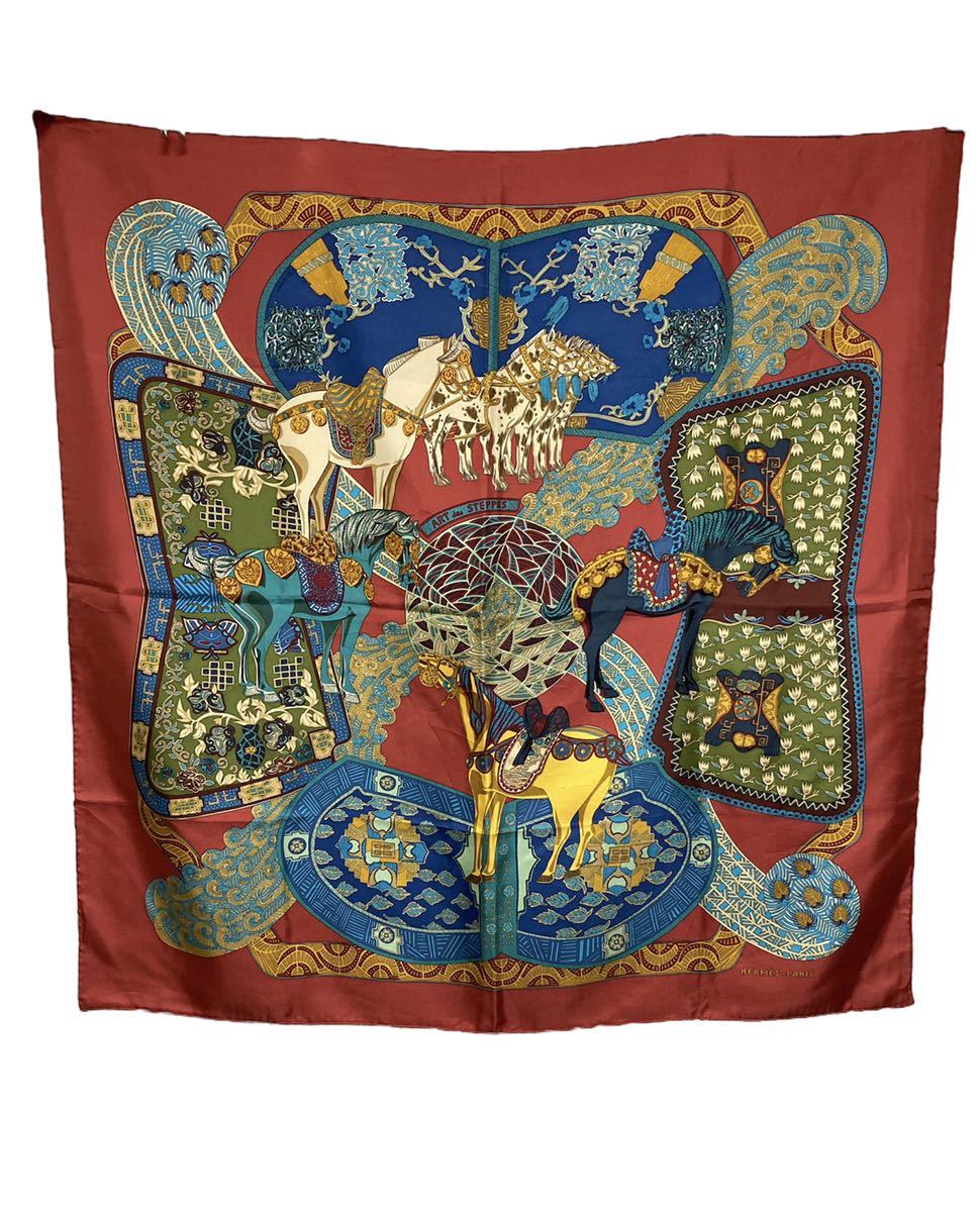 ELDEN エルメス HERMES カレ 90 ART des STEPPES ステップ美術 馬