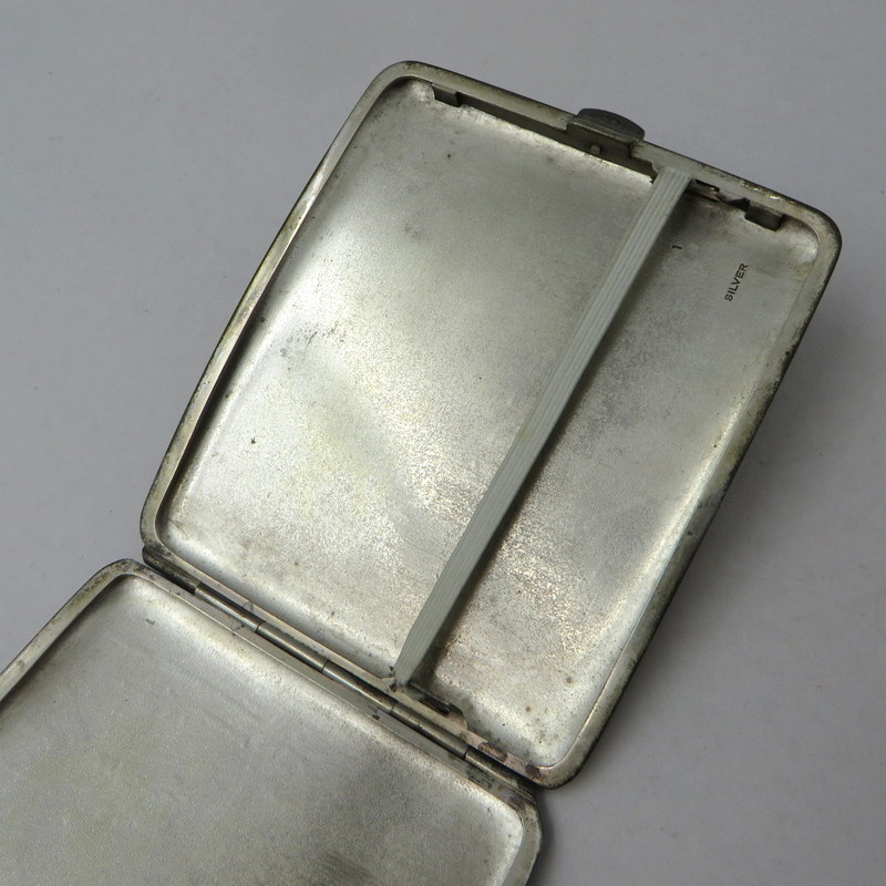 SILVER シガレットケース タバコケース 煙草入れ 銀製 刻印 コレクション 薄型 鳥 梅 男女兼用 シルバー 喫煙グッズ W7343-1