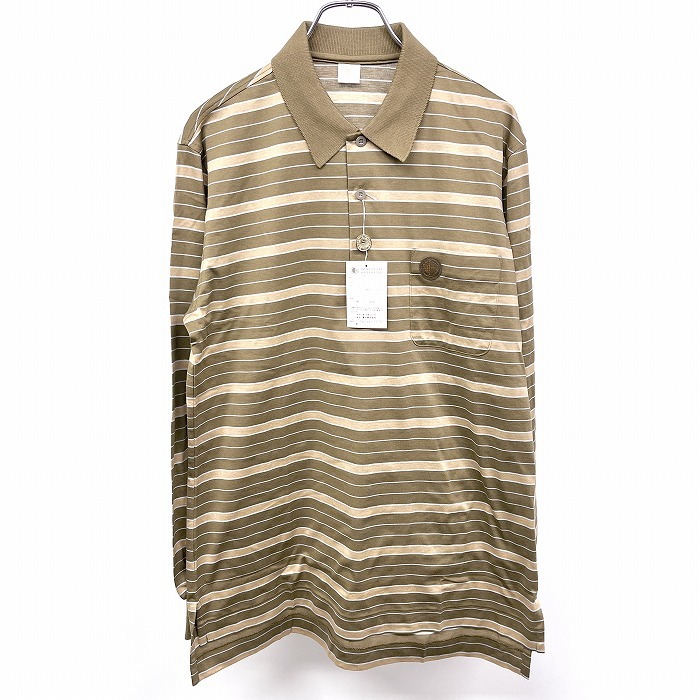 希少 黒入荷! Tシャツ生地 ポロシャツ メンズ(レディース?) L - FAME OF HALL GOLF 【新品】WORLD ボーダー 茶 ヘザーブラウン系×ブルー系 綿100% 長袖 その他 希少 黒入荷! Tシャツ生地 ポロシャツ メンズ(レディース?) L - FAME OF HALL GOLF 【新品】WORLD ボーダー 茶 ヘザーブラウン系×ブルー系 綿100% 長袖 その他