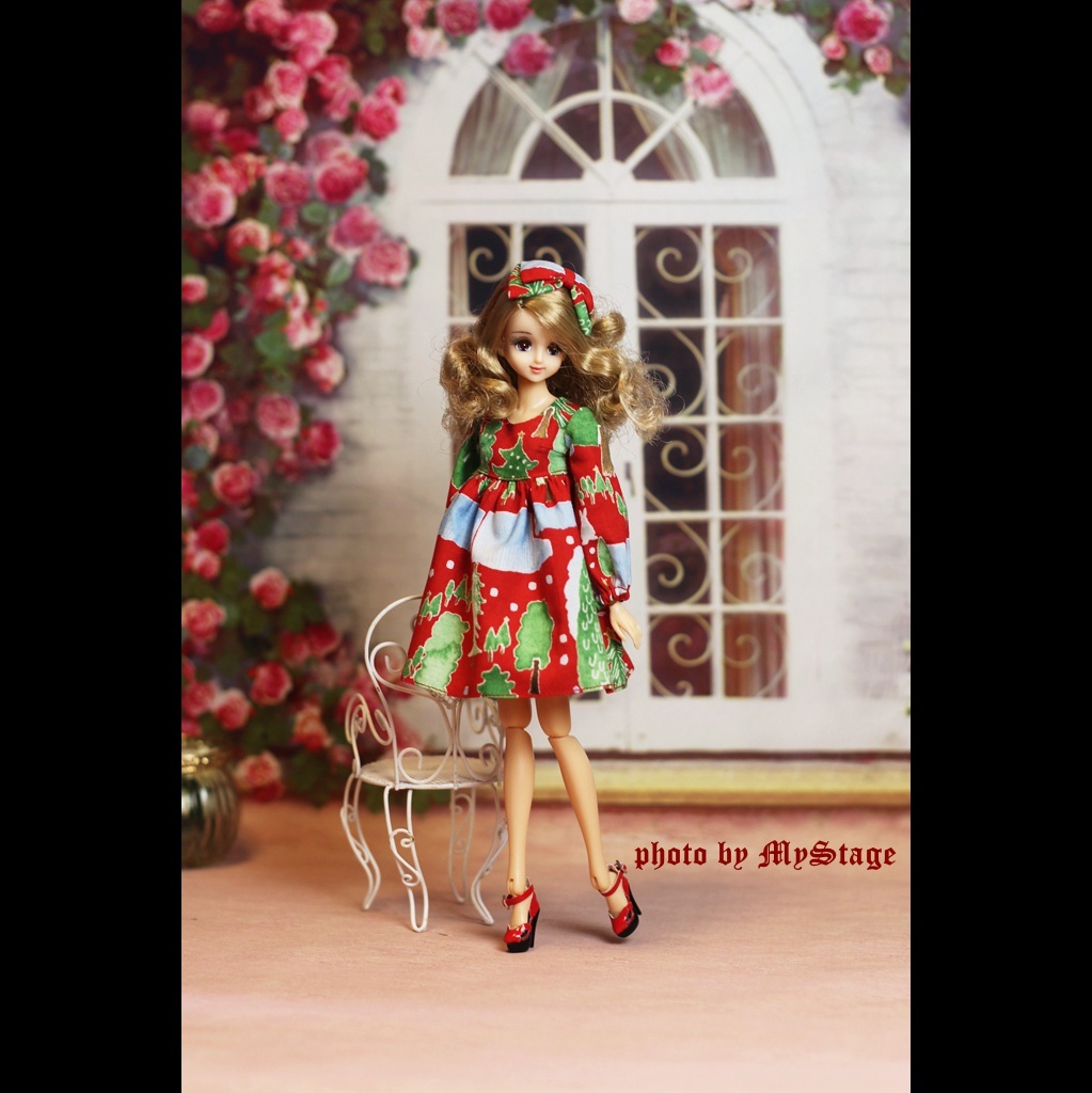 msdr-22-321 красный Рождество рисунок One-piece (momoko/ Jenny и т.п. 1/6 кукла для )