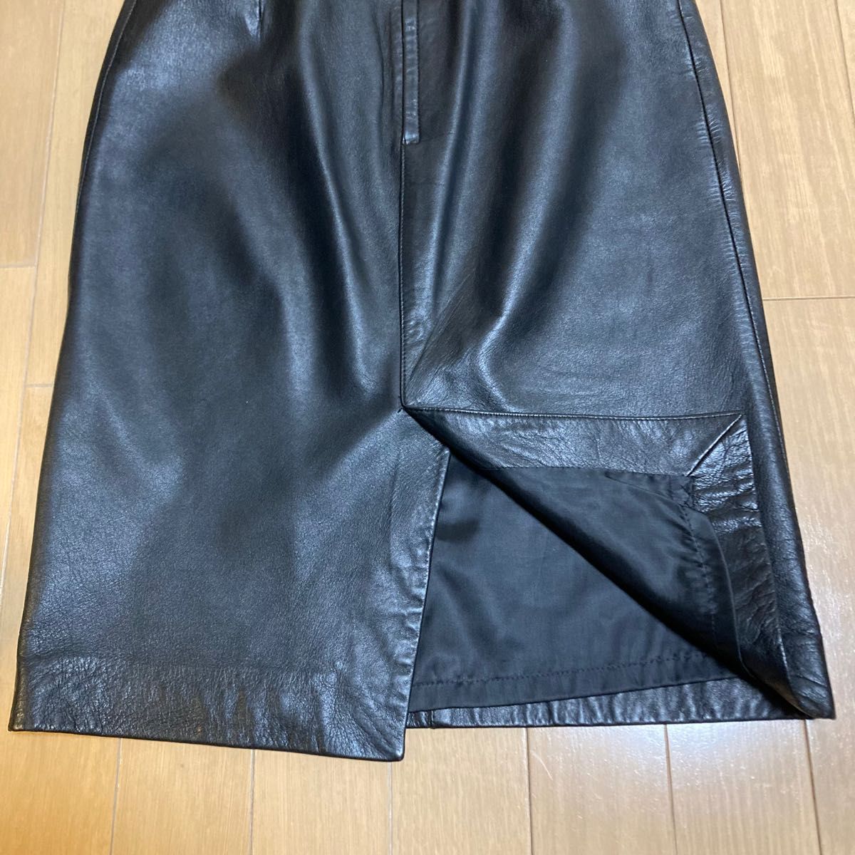 ブラック 本革 ラムレザー タイトスカート サイズS 羊革